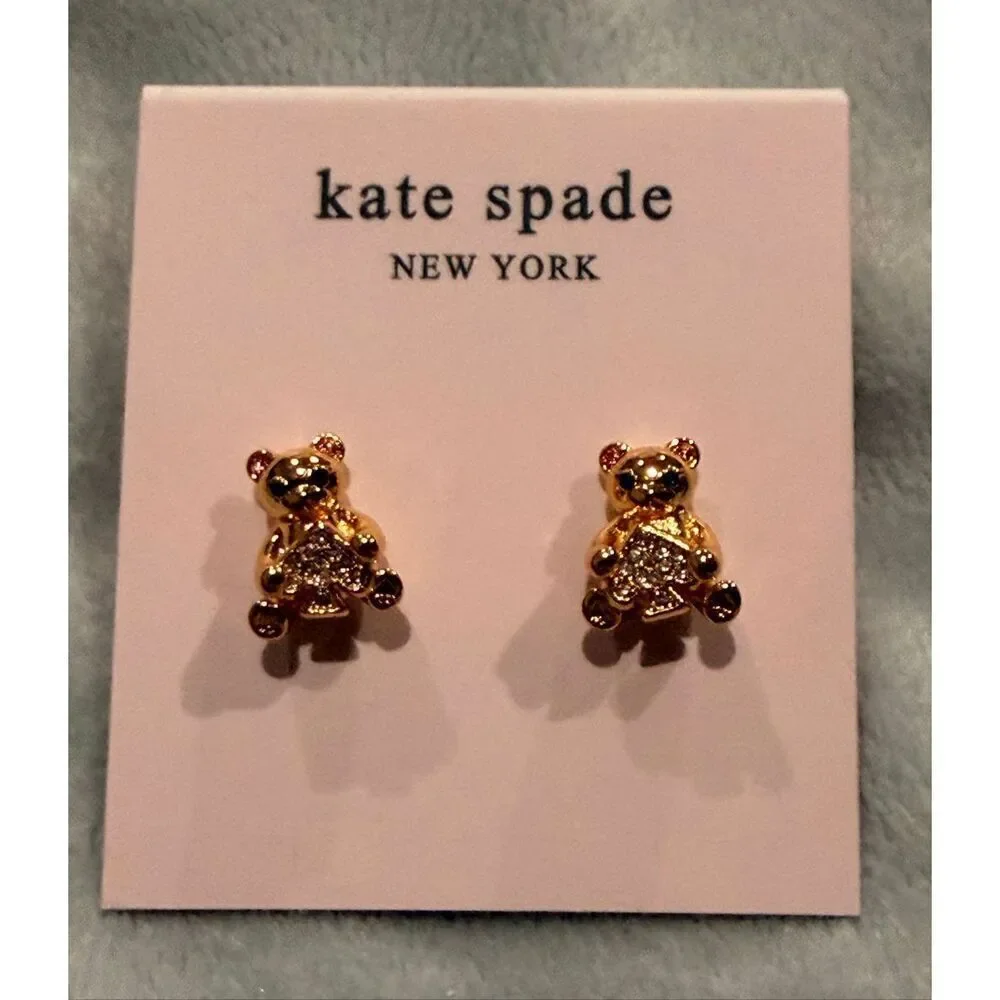 Kate Spade NEW Oh what Fun Spade Teddy Bear stud earrings